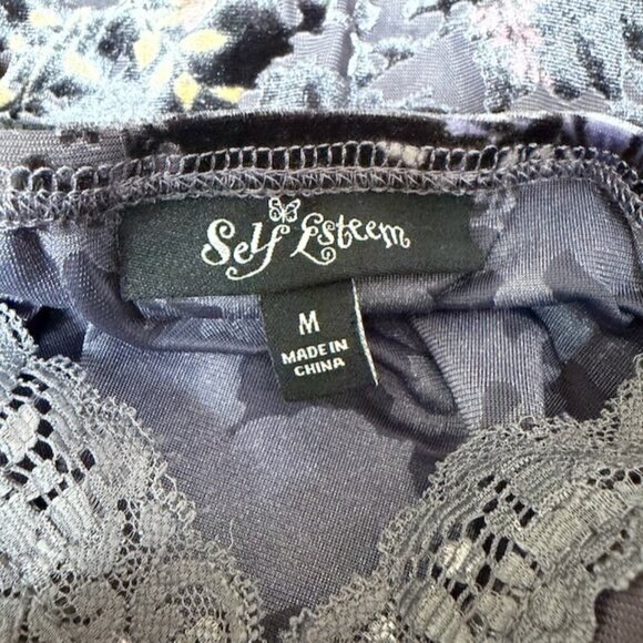 Self Esteem Womens Babydoll Velvet Burnout Whimsigoth Tank Top Size M Lace Trim - Picture 3 of 8